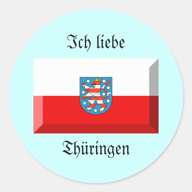 Thuringen Flag Gem Runder Aufkleber (Vorderseite)
