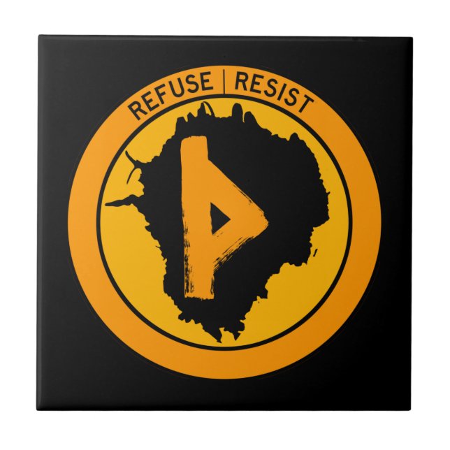 Thurisaz Inkblot Refuse Resist Fliese (Vorderseite)