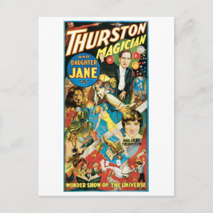 Thurston Magier & Jane ~ Vintage Zaubervorstellung Postkarte