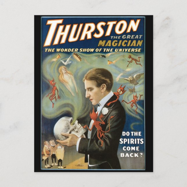 Thurston The Great Magician ~ Vintager ZauberAct Postkarte (Vorderseite)