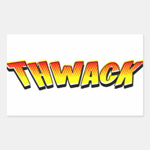 THWACK Comic Book Sound Effect Rechteckiger Aufkleber