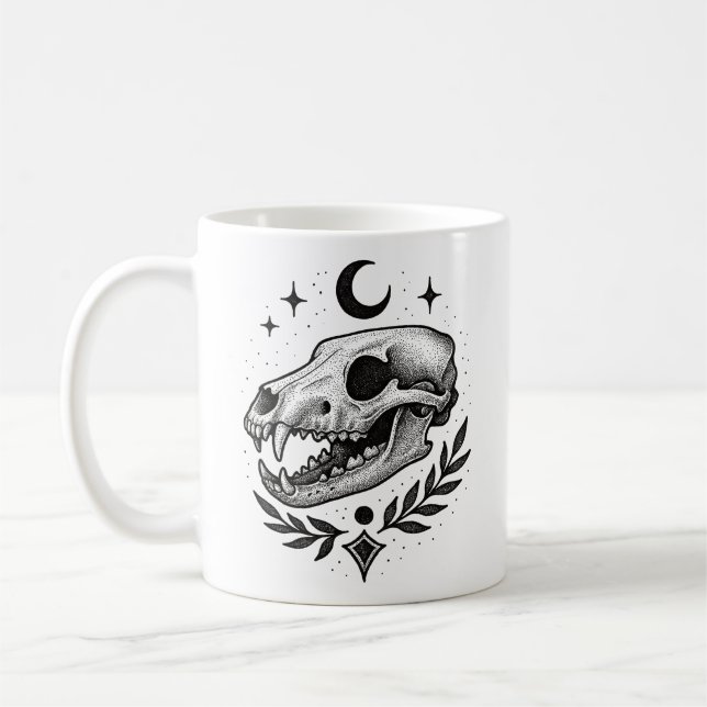 Thylacine Skull - Dotwork Tattoo Inspiriert Design Kaffeetasse (Links)