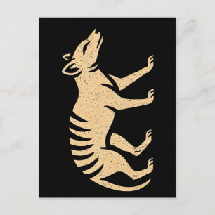 Thylacine Woodcut - Geist von Tasmanie im Vintagen Feiertagspostkarte