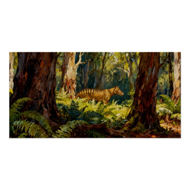 Thylacinus cynocephalus – Beutelwolf Tasmaniens Poster (Vorderseite)