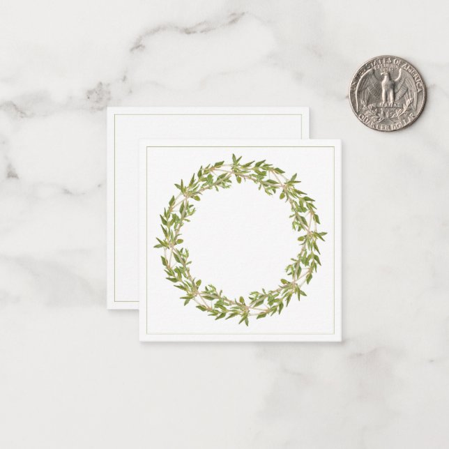 THYME WREATH 2,5" Square Flat Note Card Mitteilungskarte (Vorderseite/Rückseite Beispiel)