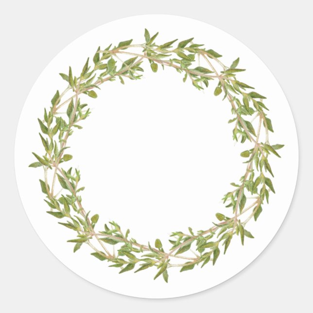 THYME WREATH Kleine Round Stickers (Vorderseite)