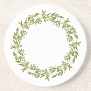THYME WREATH Round Sandstone Untersetzer