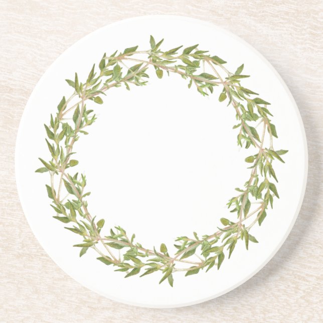 THYME WREATH Round Sandstone Untersetzer (Vorne)