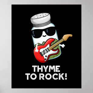 Thyme zu Rock Funny Herb Pub Dark BG Poster