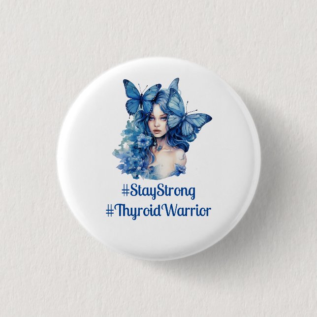 Thyroid Awareness-Hashtags Foto Inhaber Button (Vorderseite)