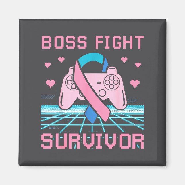 Thyroid Cancer Awareness Boss Fight Survivor Gamer Magnet (Vorne)