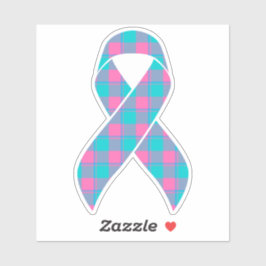 Thyroid Cancer Awareness Plaid Teal Ribbon Aufkleber