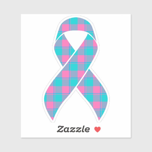 Thyroid Cancer Awareness Plaid Teal Ribbon Aufkleber (Blatt)