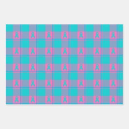 Thyroid Cancer Awareness Plaid Teal Ribbon Geschenkpapier Set