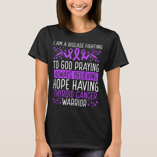 Thyroid Cancer Warrior Disease Awareness Ribbon T-Shirt (Vorderseite)