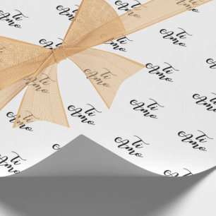 Ti Amo (Ich liebe dich) Chic Black Schrift Wiederh Geschenkpapier