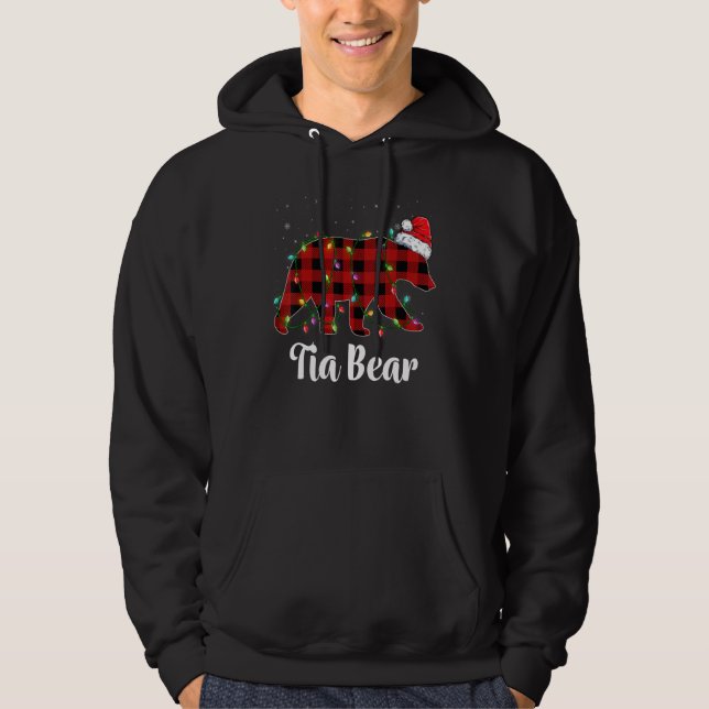 Tia Bear Buffalo Red Plaid Matching Family Christm Hoodie (Vorderseite)