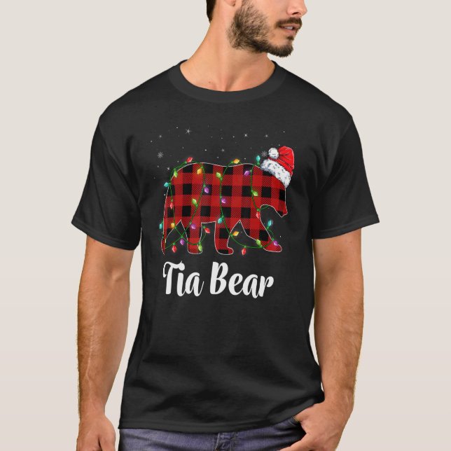 Tia Bear Buffalo Red Plaid Matching Family Christm T-Shirt (Vorderseite)