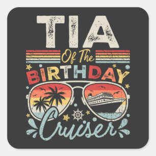 Tia of the Birthday Cruiser Vacation Quadratischer Aufkleber