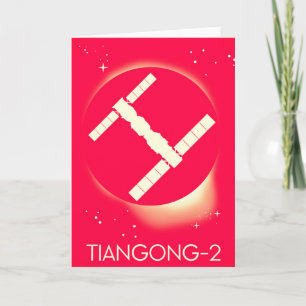 Tiangong-2 China Weltraumstation Weltraumkunst. Feiertagskarte