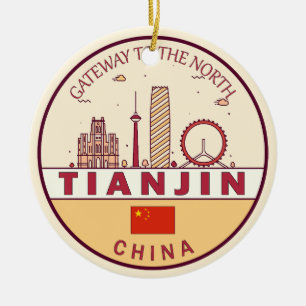 Tianjin China Skyline Emblem Keramik Ornament