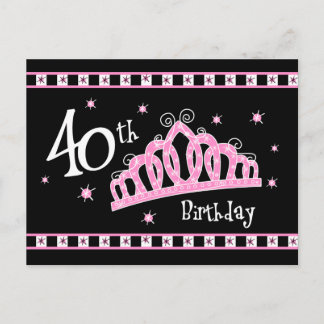 Tiara 40. Geburtstag Postkarte Einladung