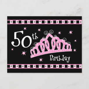 Tiara 50. Geburtstag Postkarte Einladung