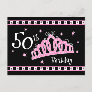 Tiara 50. Geburtstag Postkarte Einladung