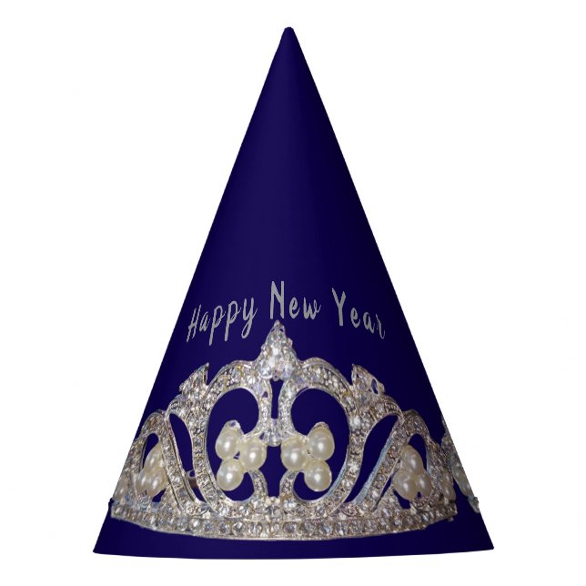 Tiara-Druck Silvester-Partyhut Partyhütchen (Vorderseite)