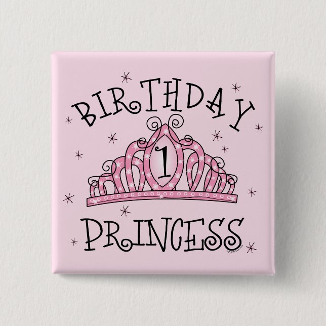 Tiara-Geburtstags-Prinzessin 1. Geburtstag Button (Vorderseite)