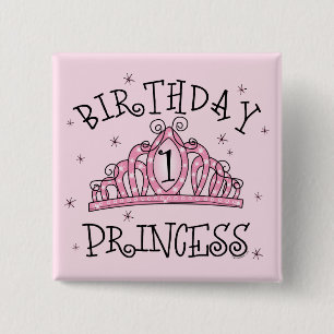 Tiara-Geburtstags-Prinzessin 1. Geburtstag Button