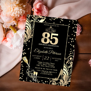 Tiara Glitter Absätze Diamanten Wirbel 50. Geburts Einladung