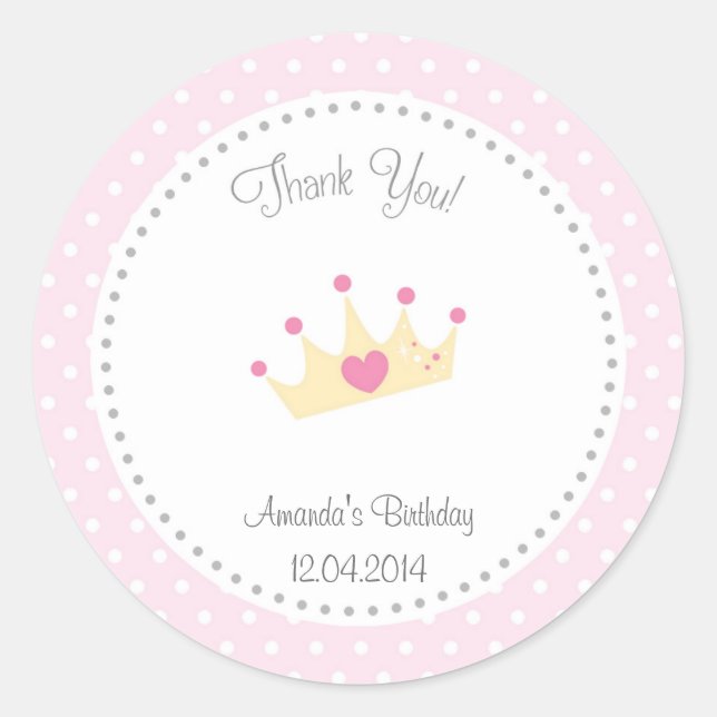 Tiara Little Princess Birthday Sticker (Vorderseite)