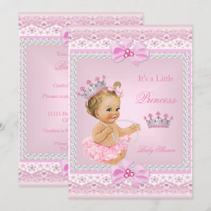 Tiara Mädchen Prinzessin Baby Shower Pink Perlen B Einladung