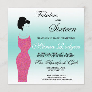 Tiara Party Fabulous und 16 16. Geburtstagsparty Einladung