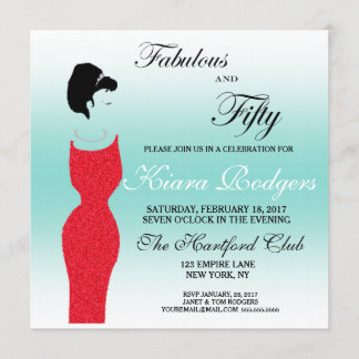 Tiara Party Fabulous und 50 50. Geburtstagsparty Einladung