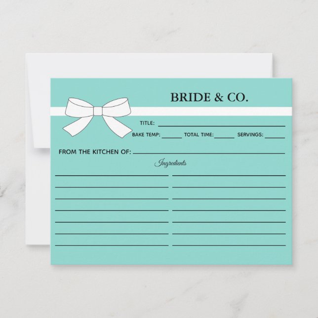 Tiara Party Küche Brautparty Rezept Karte (Vorderseite)