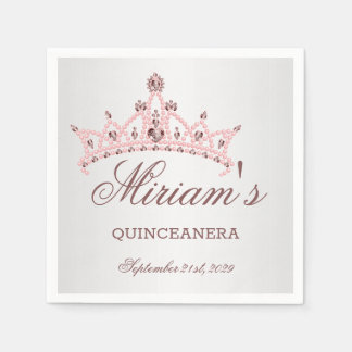 Tiara, Perlen, Edelstein in Herzform Quinceanera Serviette