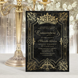 Tiara Princess Black Fairytale Foto Quinceanera Einladung