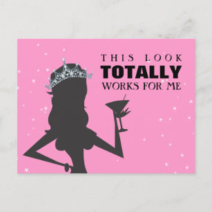 Tiara Princess mit Cocktail Funny Postcard Postkarte