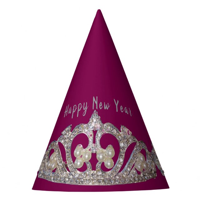 Tiara Print New Year Party Hat Partyhütchen (Vorderseite)