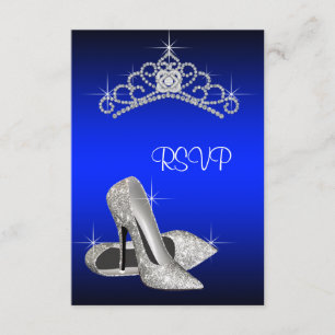 Tiara Royalblaue High Heels Quinceanera RSVP Karte
