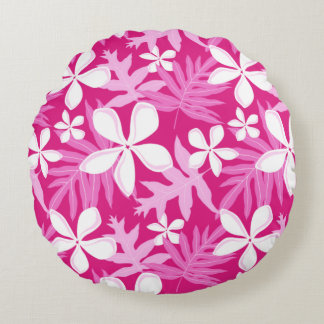 TIARE-MUSTER IN ROSA RUNDES KISSEN