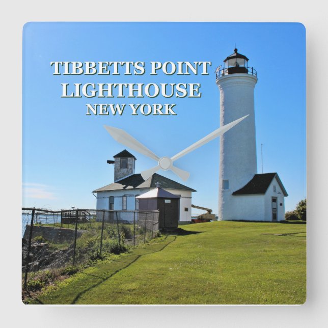Tibbetts Point Lighthouse, New York Quadratische Wanduhr (Vorderseite)