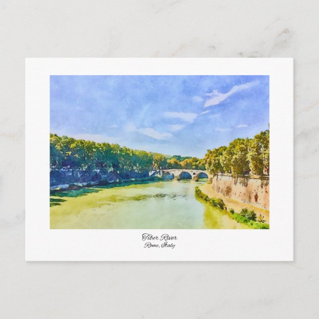 Tiber River Rome, Italien Aquarellmalerei Postkarte (Vorderseite)