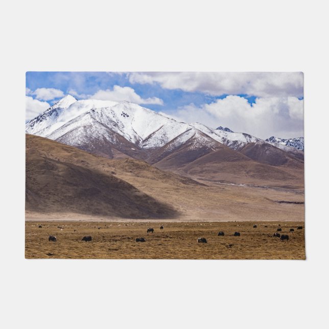 Tibet - Berglandschaft mit Yaks Fußmatte (Vorderseite)