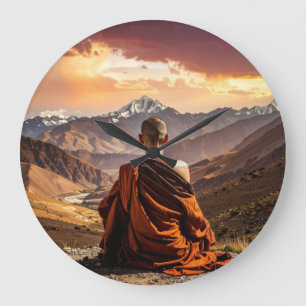 Tibet - Buddhismus - Meditation Große Wanduhr