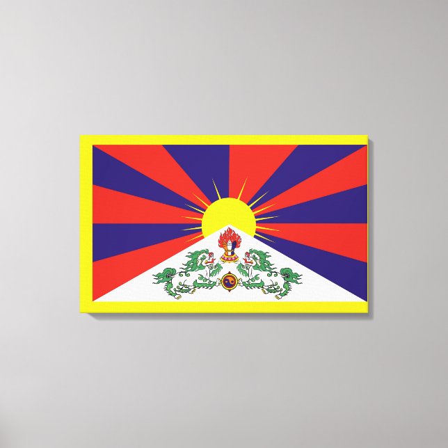 Tibet-Fahne - Snow-Lion-Flagge Leinwanddruck (Vorderseite)