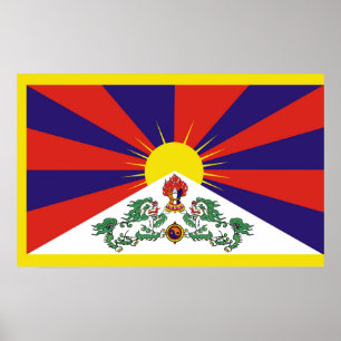 Tibet-Fahne - Snow-Lion-Flagge Poster