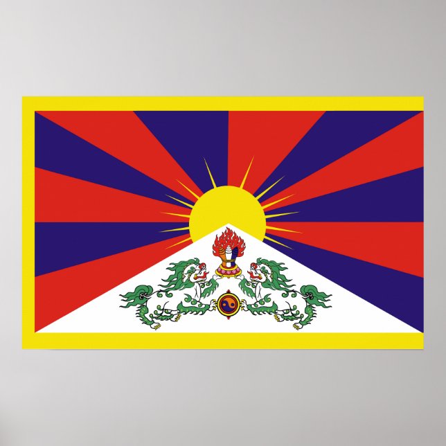 Tibet-Fahne - Snow-Lion-Flagge Poster (Vorne)